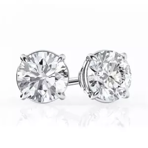 Brilliant 다이아몬드 우먼 1.5 Carat 라운드 랩 Grown 스터드 귀걸이 in 스털링 실버 Push Back G+ Color