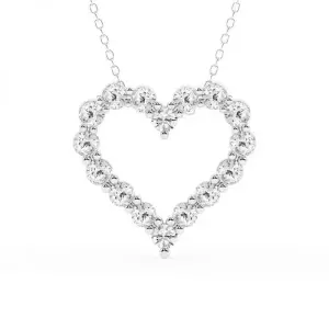Brilliant 다이아몬드 우먼 2 Carat 라운드 랩 Grown 하트 펜던트 in 스털링 실버 18 Inches Cable Chain G