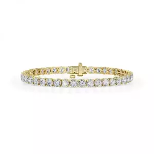Brilliant 다이아몬드 우먼 10 Carat 라운드 랩 Grown 테니스 팔찌 in 14K 옐로우 골드 Size 7 Inches F Co