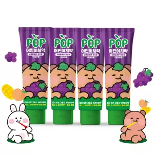크리오팝 고불소 충치케어 주니어 치약 포도향 90g 4개