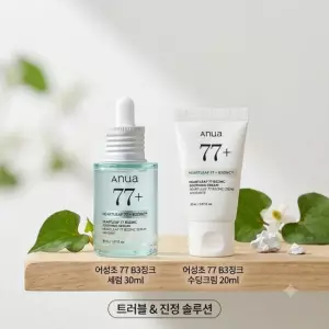 어성초77 트러블 케어 진정세럼 30ml 수딩크림 20ml 피부진정 보습케어
